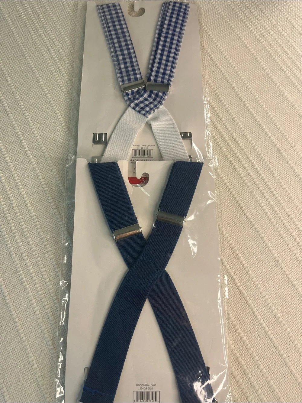 Kids Suspenders 4 pairs Gray, Red Plaid, Blue Gingham (new 4- Packs) size: 3+ yr